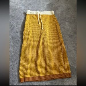 Orange knit midi skirt